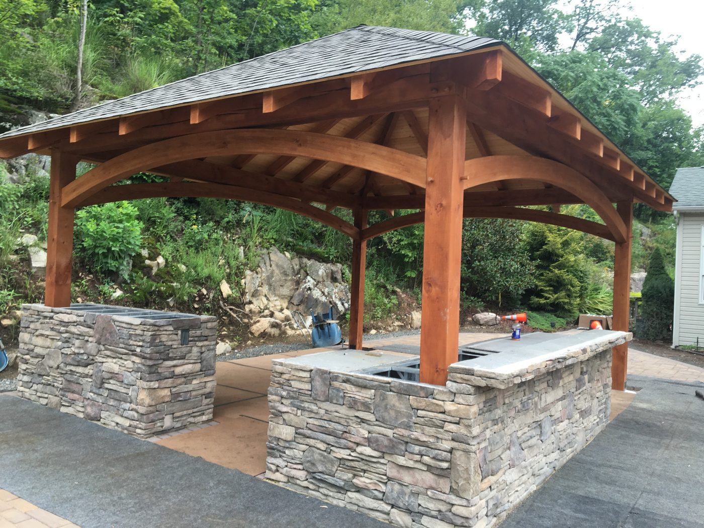 Custom pavilion and outdoor living structure installation in Ringwood NJ